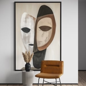 Minimalistiska maskkonstposters – Abstrakt elegans i neutrala nyanser