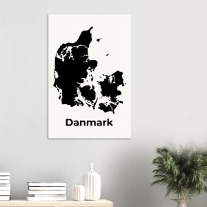 Plakat av Danmark – svart silhuett av kartet 7 673d0dae-0720-4fd7-bd8b-15e2e8f0b02f
