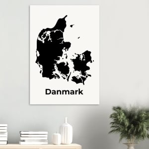 Plakat av Danmark – svart silhuett av kartet 3 72b9936b-9819-4719-a02c-e53a85cbe52a