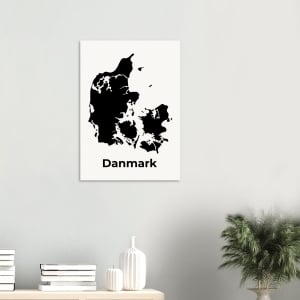 Plakat av Danmark – svart silhuett av kartet 1 Af382a4d-637f-4311-a36f-3b969dad93a7