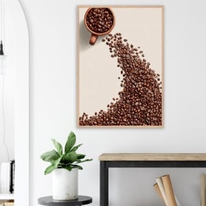 Kaffeposter med bönor i kopp – Elegant och snygg konst