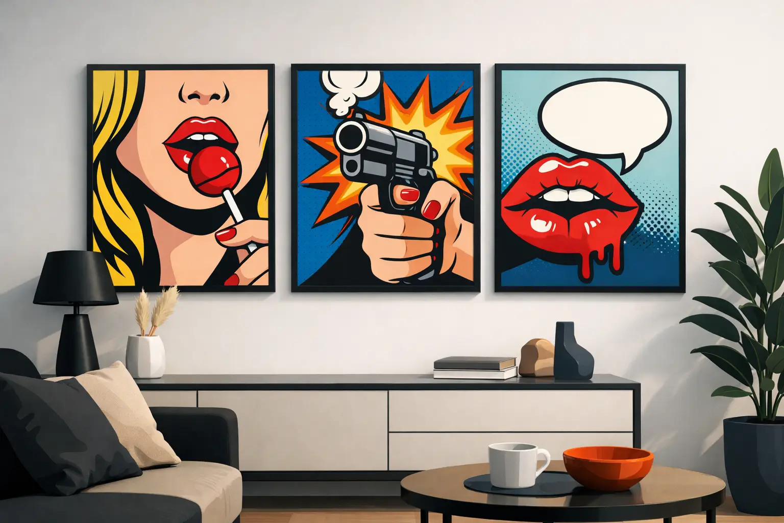 Pop art plakater til hjemmet med kant